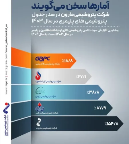 شرکت پتروشیمی مارون در صدر جدول پتروشیمی‌های پلیمری در سال ۱۴۰۳